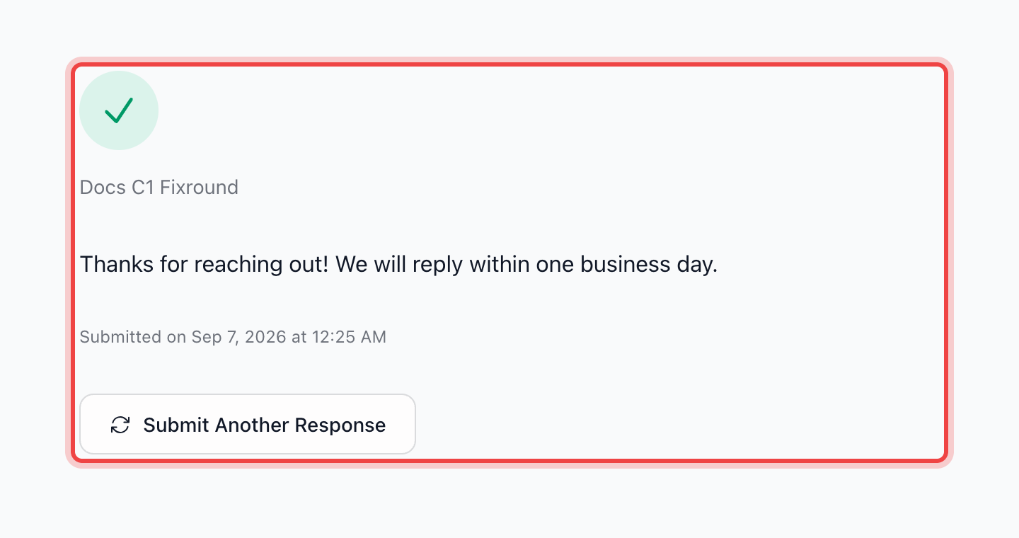 The public thank-you screen a respondent sees after submitting the form