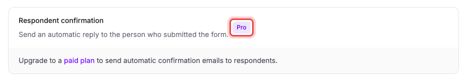 The Respondent confirmation card with its Pro badge highlighted