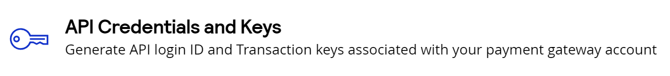 The API Credentials and Keys card under Security Settings